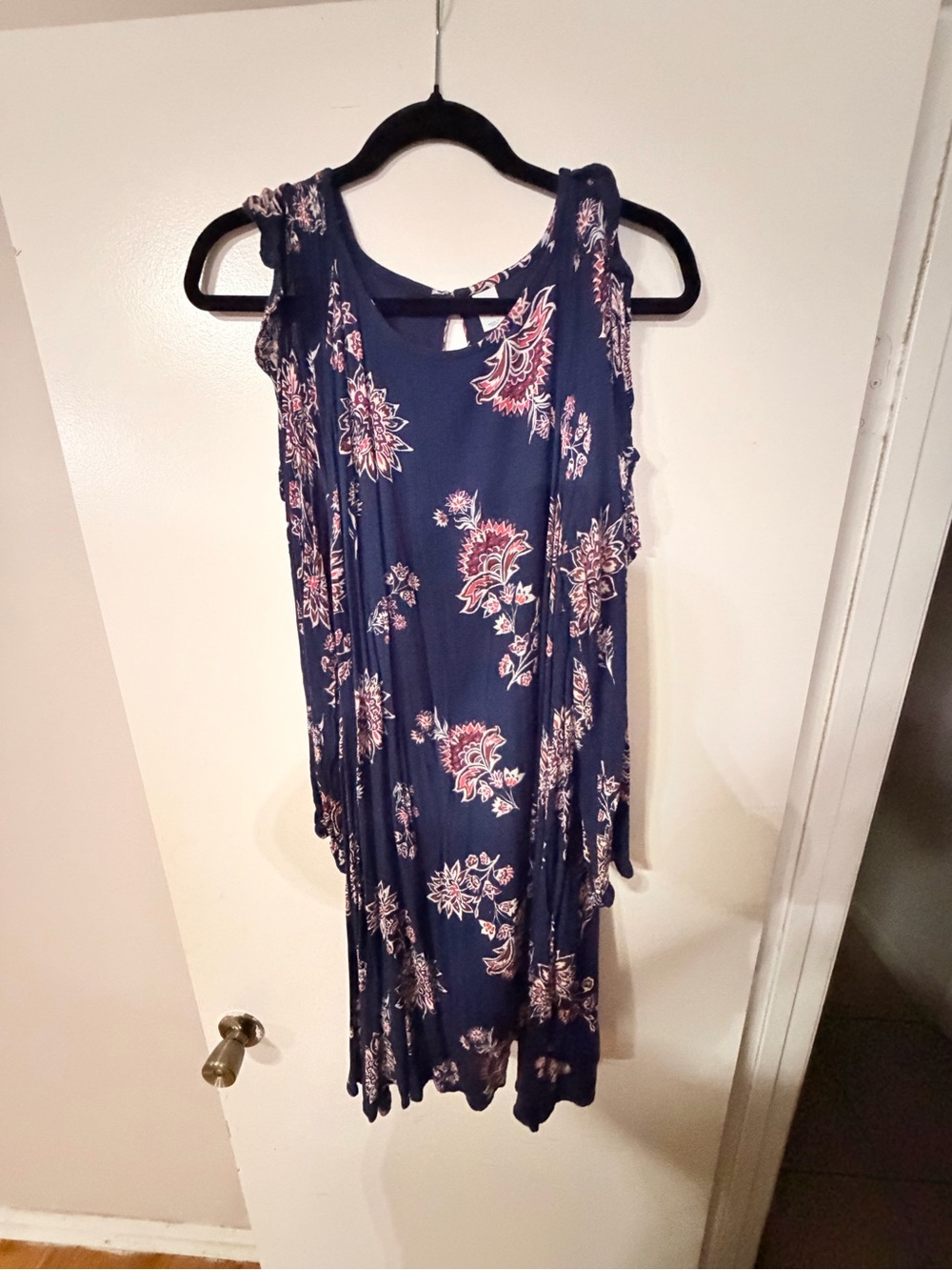 Old Navy Navy Floral Dress with Pink Accents